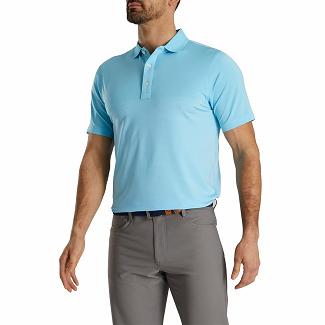 Men's Footjoy Lisle Golf Shirts Light Blue/White NZ-250903